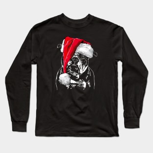 Funny Santa Old English Bulldog Merry Christmas dog Long Sleeve T-Shirt